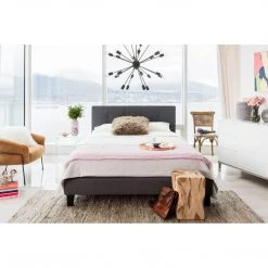 Moe's Home Collection Eliza Queen Bed Dark Grey Fabric Beds