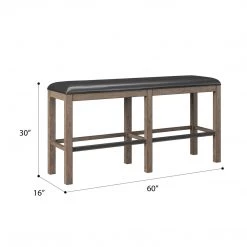 Emerald Home Benton 60" Bar Height Bench Brown / Dark Benches 16 Emerald Home Benton 60