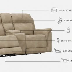 Ashley Furniture Next-gen Durapella - Sand - Pwr Rec Loveseat/con/adj Hdrst