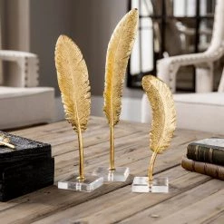 Table Decor Uttermost Feathers Gold Sculpture S/3