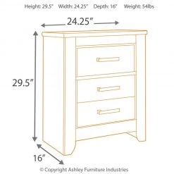 Ashley Furniture Zelen - Warm Gray - Two Drawer Night Stand Nightstands