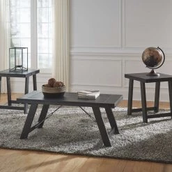 Ashley Furniture Noorbrook - Black/pewter - Occasional Table Set (3/cn)