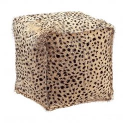 Moe's Home Collection Spotted Goat Fur Pouf Cream Accessories
