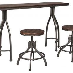 Ashley Furniture Odium - Rustic Brown - Rect Drm Counter Tbl Set(3/cn)