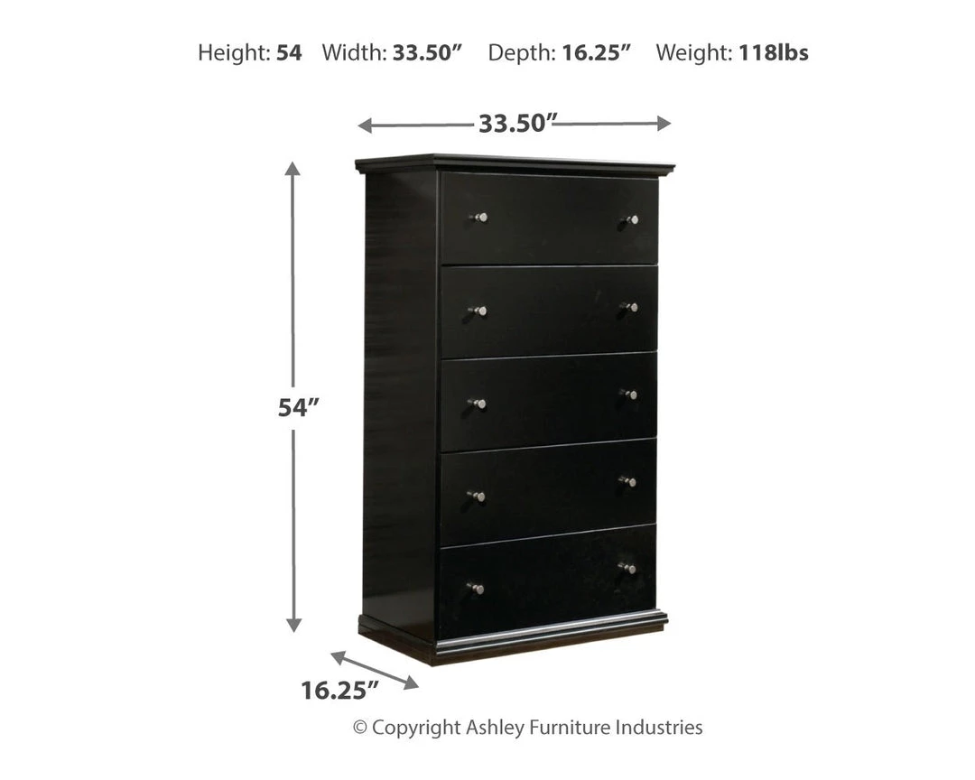 Ashley Furniture Maribel - Black - Five Drawer Chest Chests 5 Ashley Furniture Maribel - Black - Five Drawer Chest Chests