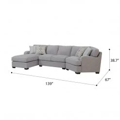 Emerald Home Analiese Sectional Linen Gray Sectionals