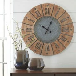 Ashley Furniture Accessories Payson - Antique Gray/natural - Wall Clock