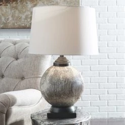 Ashley Furniture Cailan - Silver/bronze Finish - Glass Table Lamp (1/cn) Accessories