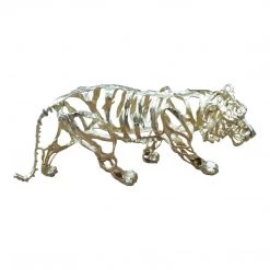 Moe's Home Collection Tiger Stripes Statue Small Pewter