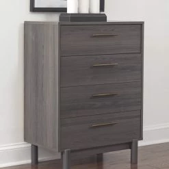 Signature Design By Ashley® Bedroom Sets Brymont - Dark Gray - 6 Pc. - Dresser, Three Drawer Chest, Four Drawer Chest, Queen Panel Platform Bed, Nightstand