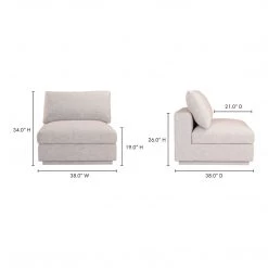Moe's Home Collection Justin Slipper Chair Taupe Sectional Pieces