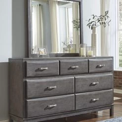 Signature Design By Ashley® Bedroom Sets Caitbrook - Gray - Dresser, Mirror, Storage Bed With 8 Drawers
