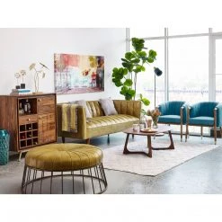 Moe's Home Collection Radcliffe Leather Ottoman Green Ottomans