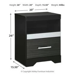 Ashley Furniture Nightstands Starberry - Black - One Drawer Night Stand