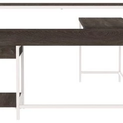 Ashley Furniture Dorrinson - White / Black / Gray - L-desk With Storage