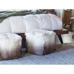 Moe's Home Collection Goat Fur Pouf Cappuccino Ombre Accessories