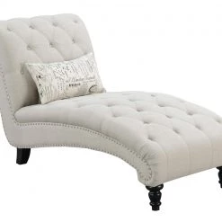 Emerald Home Chaises Hutton II Tufted Chaise, Ivory