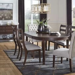 Signature Design By Ashley® Adinton - Dark Brown - 8 Pc. - Extension Table, 4 Side Chairs, 2 Upholstered Side Chairs, Server Dining Room Sets