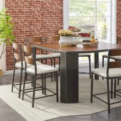 Signature Design By Ashley® Stellany - Dark Brown - 9 Pc. - Counter Table, 8 Upholstered Barstools Dining Room Sets 16 Signature Design By Ashley® Stellany - Dark Brown - 9 Pc. - Counter Table, 8 Upholstered Barstools Dining Room Sets