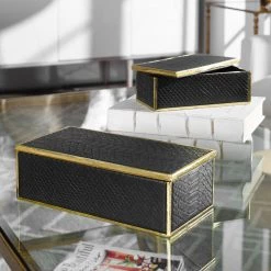 Table Decor Uttermost Ukti Alligator Patterned Boxes S/2