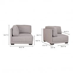 Moe's Home Collection Romeo Corner Chair Grey