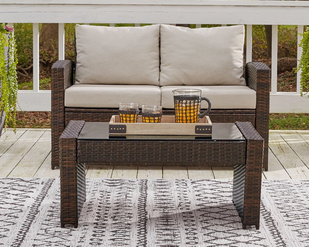 Ashley Furniture Outdoor Sets East - Dark Brown - Loveseat W/table (2/cn) 6 Ashley Furniture Outdoor Sets East - Dark Brown - Loveseat W/table (2/cn)