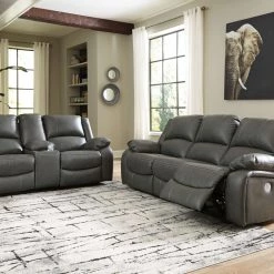 Signature Design By Ashley® Calderwell - Reclining Power Sofa, Double Reclining Power Loveseat With Console