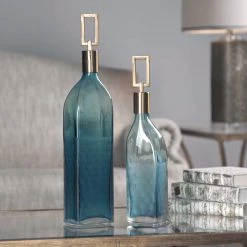 Table Decor Uttermost Annabella Teal Glass Bottles, S/2