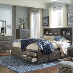 Signature Design By Ashley® Beds Caitbrook - Gray - California Storage Bed With 8 Drawers