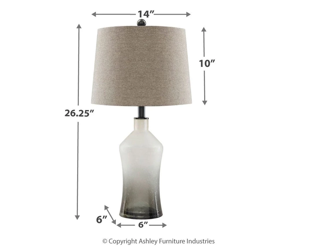 Ashley Furniture Nollie - Gray - Glass Table Lamp (2/CN) 4 Ashley Furniture Nollie - Gray - Glass Table Lamp (2/CN)