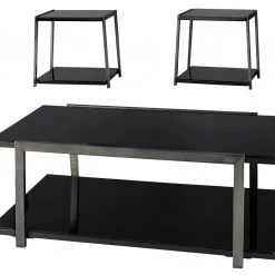 Ashley Furniture Rollynx - Black - Occasional Table Set (3/cn) Tables