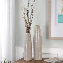 Uttermost Sara Textured Ceramic Vases S/2 Table Decor
