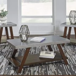 Ashley Furniture Tables Bellenteen - Brown/silver - Occasional Table Set (3/cn)