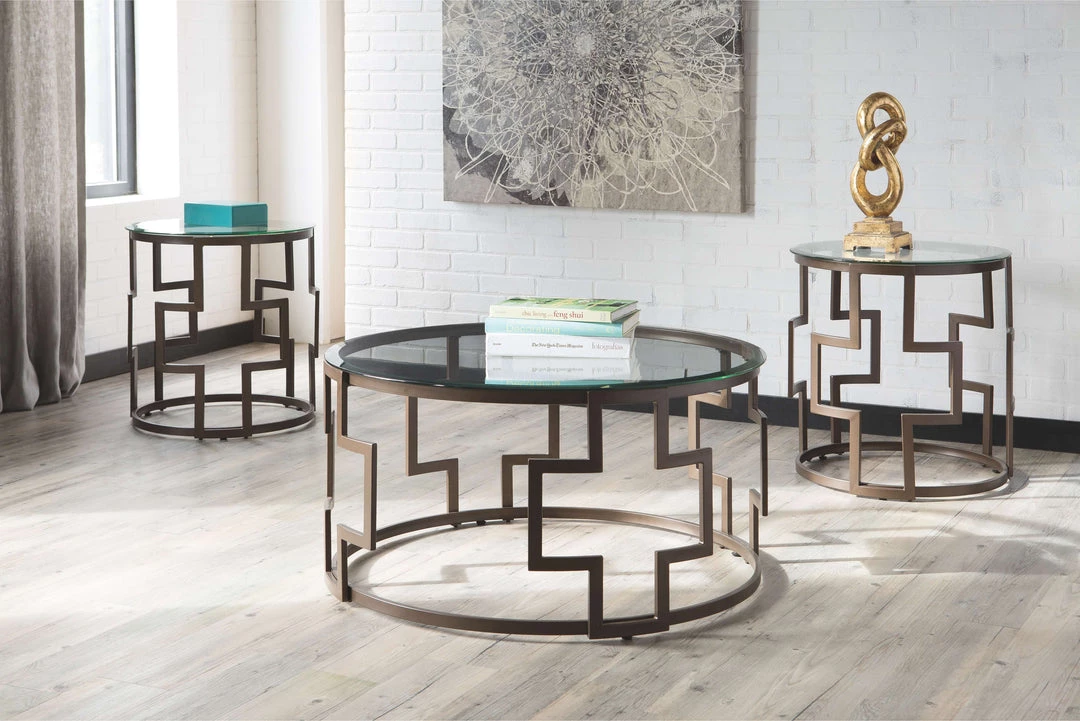 Ashley Furniture Frostine - Dark Bronze Finish - Occasional Table Set (3/cn) Tables 5 Ashley Furniture Frostine - Dark Bronze Finish - Occasional Table Set (3/cn) Tables