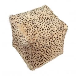 Moe's Home Collection Spotted Goat Fur Pouf Cream Accessories
