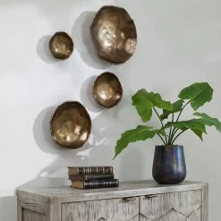 Accessories Uttermost Lucky Coins Brass Wall Bowls, S/4