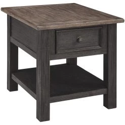 Ashley Furniture Tyler - Grayish Brown/black - Rectangular End Table