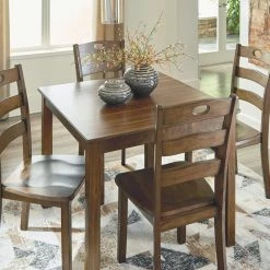 Ashley Furniture Hazelteen - Medium Brown - Square Drm Table Set (5/cn)