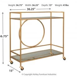 Ashley Furniture Bars & Bar Carts Jackford - Antique Gold Finish - Bar Cart