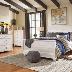 Signature Design By Ashley® Bedroom Sets Willowton - Attractive - Dresser, Mirror, Sleigh Bed