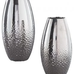 Ashley Furniture Table Decor Dinesh - Silver Finish - Vase Set (2/cn)