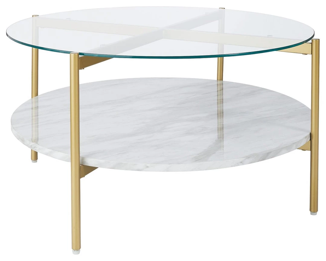 Ashley Furniture Tables Wynora - White/gold - Round Cocktail Table 3 Ashley Furniture Tables Wynora - White/gold - Round Cocktail Table