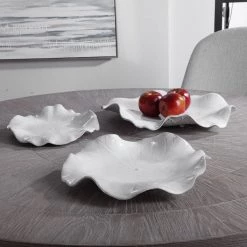 Uttermost Abella Ceramic Wall Decor, S/3, White 15 Uttermost Abella Ceramic Wall Decor, S/3, White