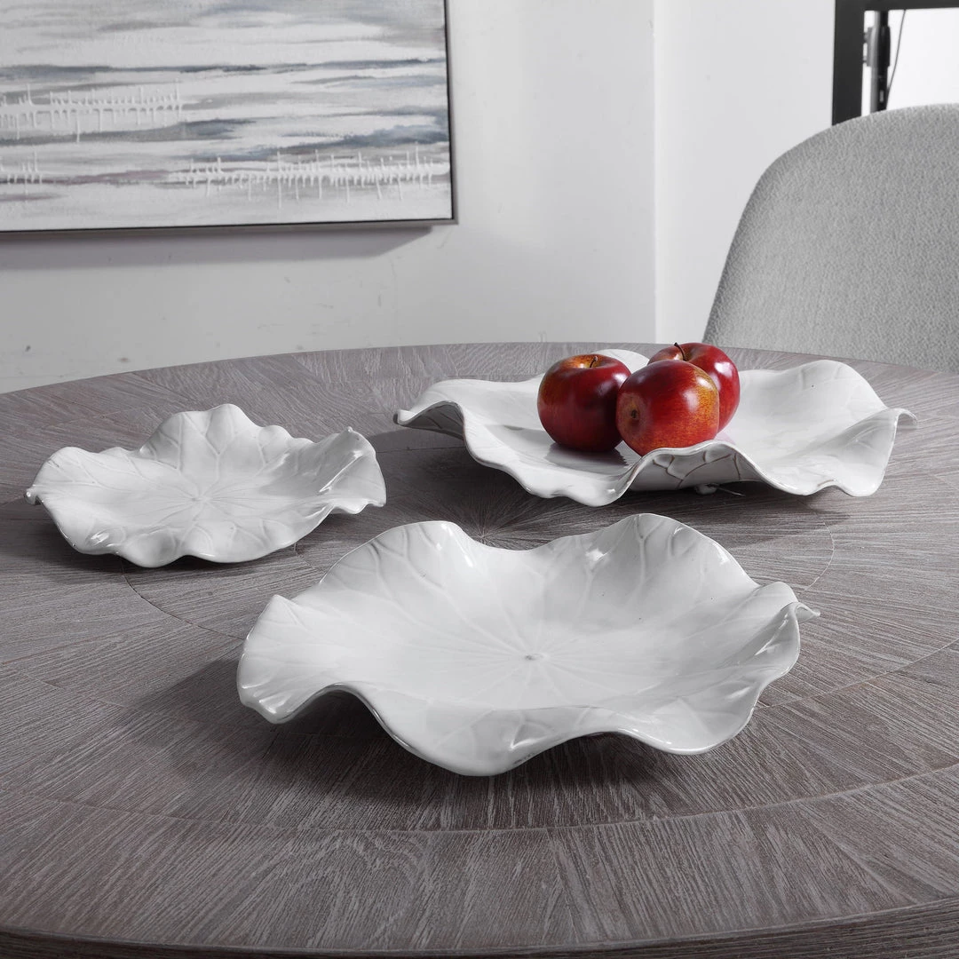 Uttermost Abella Ceramic Wall Decor, S/3, White 7 Uttermost Abella Ceramic Wall Decor, S/3, White