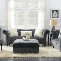 Emerald Home Hutton II Tufted Loveseat, Gray Loveseats