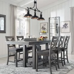 Signature Design By Ashley® Dining Room Sets Myshanna - Dark Gray - 7 Pc. - Counter Extension Table, 6 Barstools