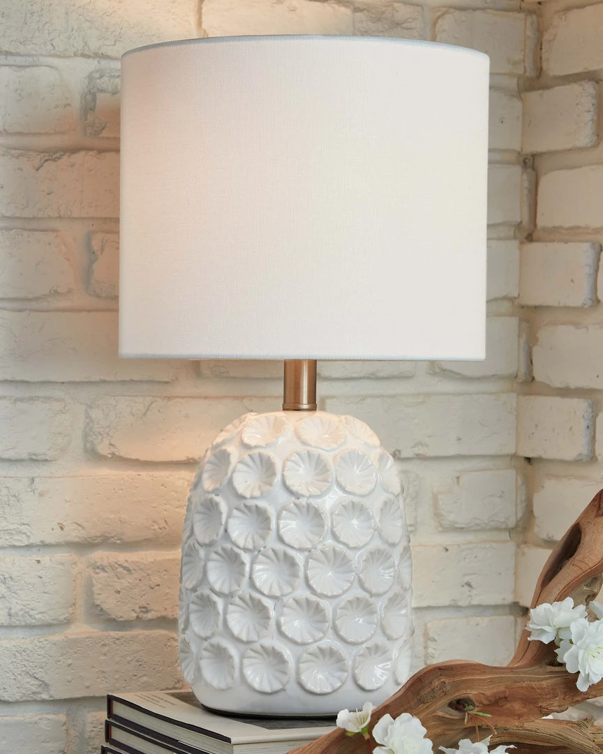 Ashley Furniture Moorbank - White - Ceramic Table Lamp (1/cn) Accessories 5 Ashley Furniture Moorbank - White - Ceramic Table Lamp (1/cn) Accessories