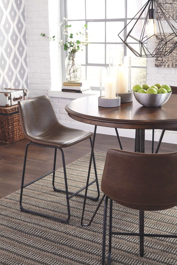 Signature Design By Ashley® Centiar - Dark Brown - 5 Pc. - Round Counter Table, 4 Upholstered Barstools 4 Signature Design By Ashley® Centiar - Dark Brown - 5 Pc. - Round Counter Table, 4 Upholstered Barstools