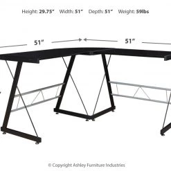 Ashley Furniture Mallistron - Black/silver - L-desk