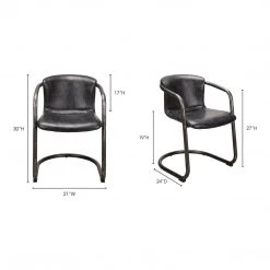 Moe's Home Collection Freeman Dining Chair Onyx Black Leather -m2 Chairs